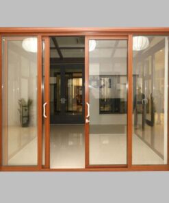 Cửa Nhôm Kính Giả Gỗ 4 Cánh Cửa Đi