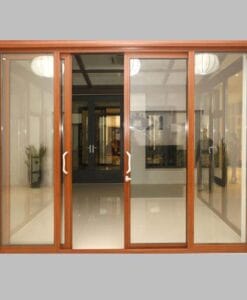 Cửa Nhôm Kính Giả Gỗ 4 Cánh Cửa Đi