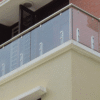Lan Can Ban Công Kính Cường Lực Trụ Lửng Inox 304