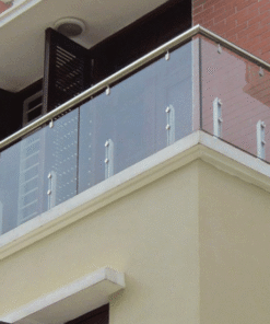Lan Can Ban Công Kính Cường Lực Trụ Lửng Inox 304
