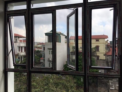 cửa sổ nhôm kính 4 cánh, 2 mở hát, 2 xoay